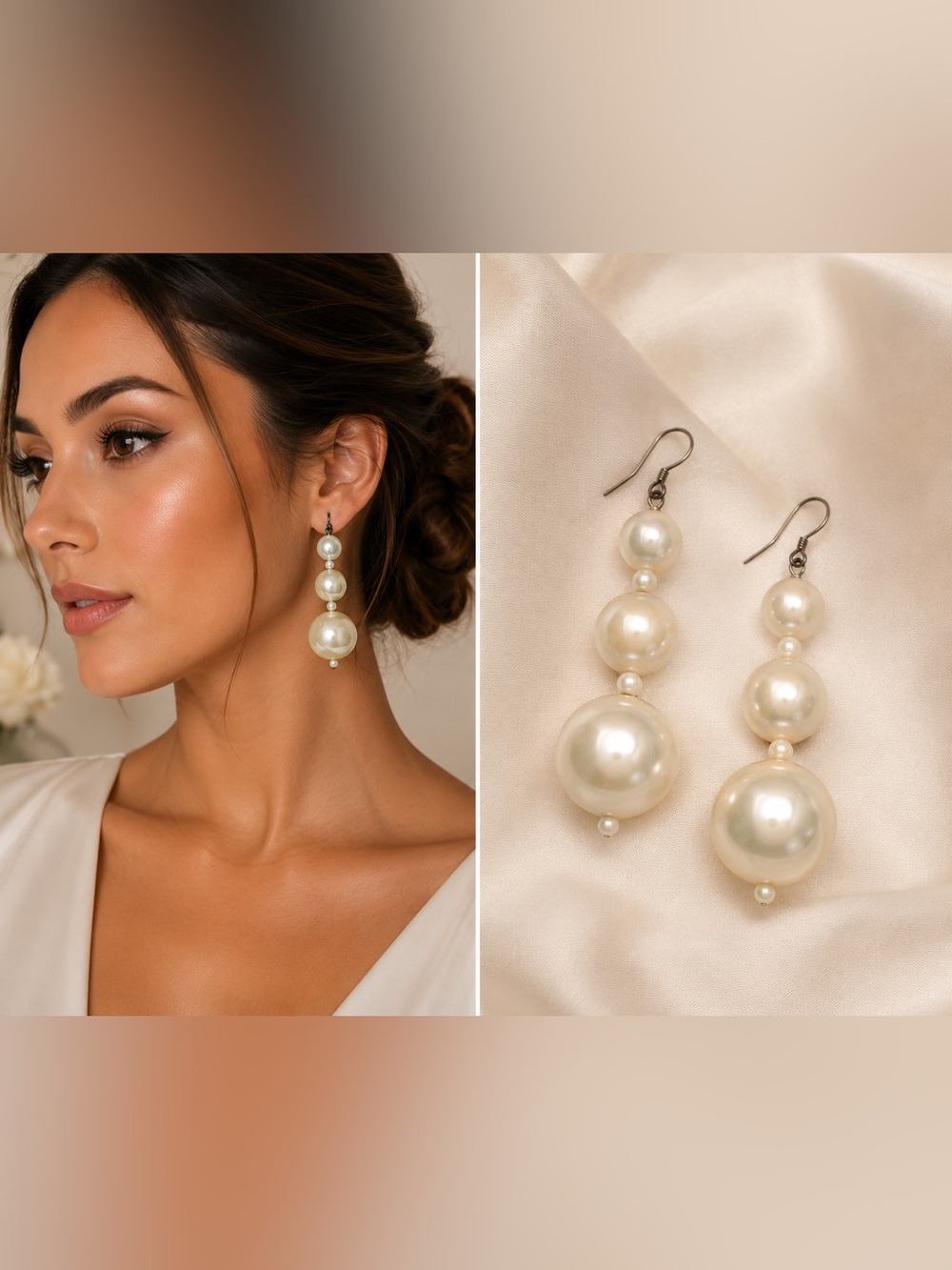 Classic Oversized Pearl Dangle Earrings – Elegant Statement Jewelry